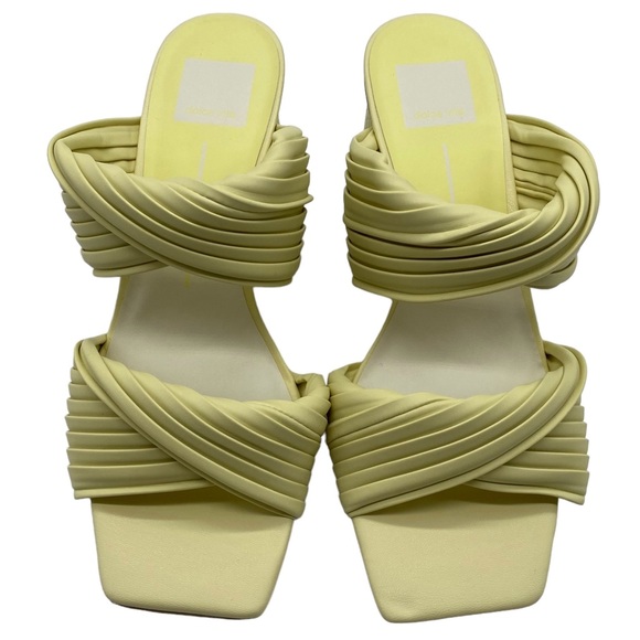Dolce Vita Womens Shoes Pilton Heeled Sandals Yellow Vegan Leather Size 7.5 - Picture 3 of 12